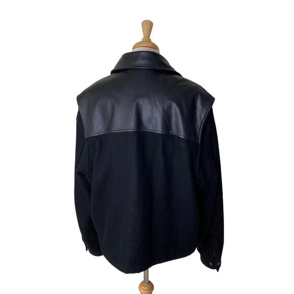 HARLEY -DAVIDSON Mens' Wool and Leather Trim Zip Up Motorcycle Jacket Size Large - Picture 3 of 8